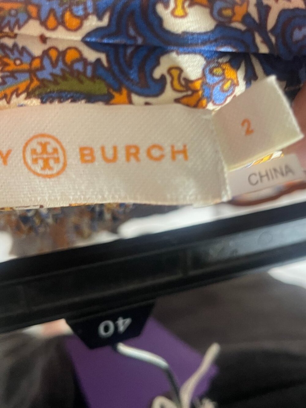 ✨ Tory Burch "Quincy" Orange/Blue Pleated Organza Silk Wrap Midi Skirt Size 2 ✨ - Picture 5 of 5